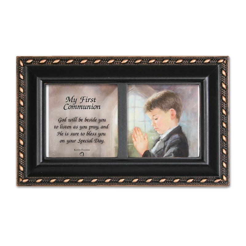 Cottage Garden First Communion God Beside You Matte Black Jewelry Music Box Plays Handel's Hallelujah - Image 2